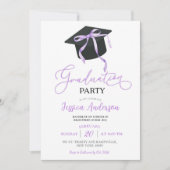 Invitation Purple Coquette Bow Graduation Party (Devant)
