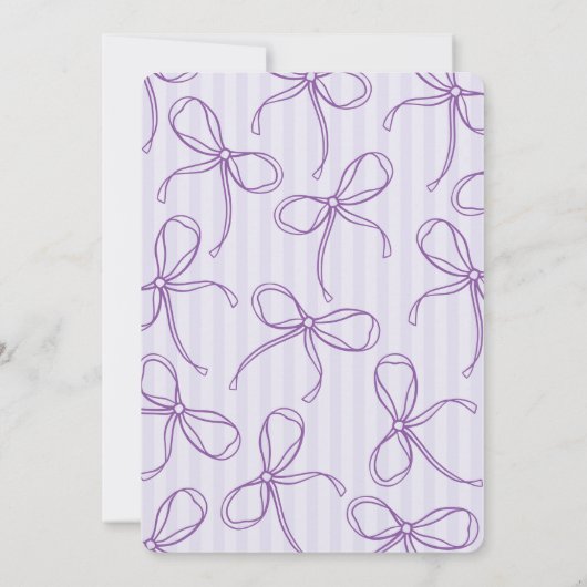 Invitation Purple Coquette Bow Pastel Lavender fête d'anniver (Dos)