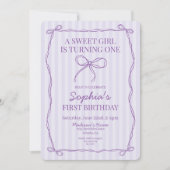 Invitation Purple Coquette Bow Pastel Lavender fête d'anniver (Devant)