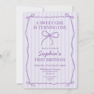 Invitation Purple Coquette Bow Pastel Lavender fête d'anniver
