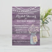 Invitation Purple Country Mason Jar Barn Fête des mariées Inv (Debout devant)
