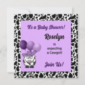 Invitation Purple Cowgirl Baby shower occidental (Devant)