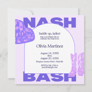 Invitation Purple Cowgirl Nashville Bachelorette Party Invita