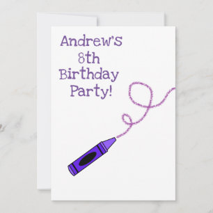 Invitation Purple Crayon fête d'anniversaire
