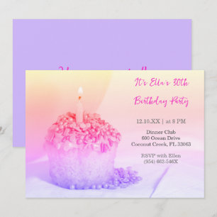 Invitation Purple Cupcake Colorful 30e anniversaire invitatio