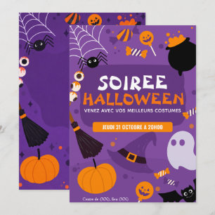 Invitation Purple Cute Halloween Party Spooky Night