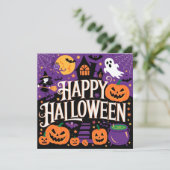 Invitation Purple cute happy halloween (Debout devant)
