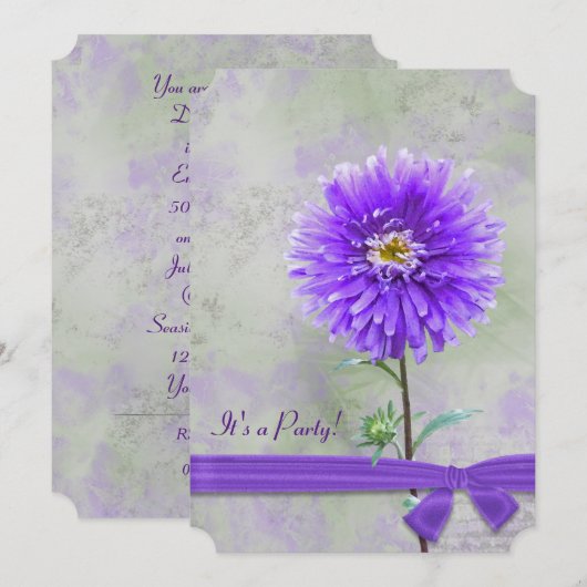 Invitation Purple Dahlia fête d'anniversaire (Devant / Derrière)