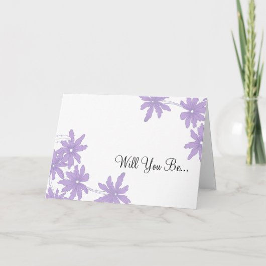 Invitation Purple daisies Will You Be My Bridesmaid (Devant)