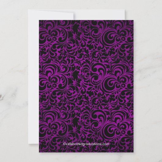 Invitation Purple Damask Diplômé (Dos)