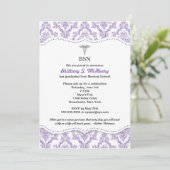 Invitation Purple Damask Infirmière graduation pinning invita (Debout devant)