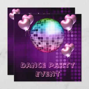 Invitation Purple Dance Party Événement Mirrorball Amour Ball