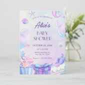 Invitation Purple dégradé sous le baby shower marin (Debout devant)