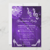Invitation Purple Disco Ball Sparkle Heels Graduation (Dos)
