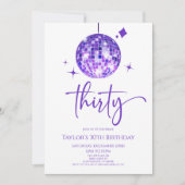 Invitation Purple Disco Ball Trente fête d'anniversaire (Devant)