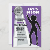 Invitation Purple Disco Party Boogie d'anniversaire femme (Devant)