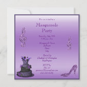 Invitation Purple Diva Cake, Sparkle Heels Masquerade Party (Dos)