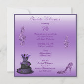 Invitation Purple Diva Cake, Sparkle High Heels 70e anniversa (Dos)