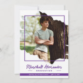 Invitation Purple Edgy Abstrait Torn Photo Graduation (Devant)