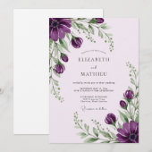Invitation Purple Efflorescent Spring Wedding (Devant / Derrière)