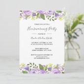 Invitation Purple Elegant Aquarelle Florale Ménage (Debout devant)