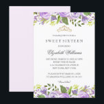 Invitation Purple Elegant Aquarelle Sweet sixteen Floral<br><div class="desc">Invitations florales plus élégantes dans le Little Bayleigh Store!</div>
