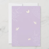 Invitation Purple Elegant Feuille Papillon Croix Baptême (Dos)