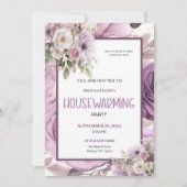 Invitation Purple Elegant Floral Foyer Parti (Devant)
