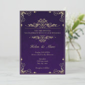Invitation Purple Elégant Mariage Bordures d'invitation (Debout devant)