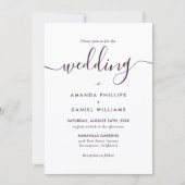Invitation Purple Elegant Modern Script Photo Wedding (Devant)