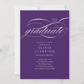 Invitation Purple Elegant Script Photo Graduation Party (Devant)
