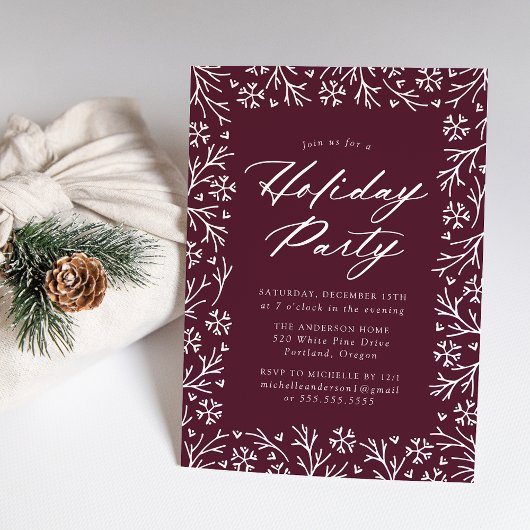 Invitation Purple Elegant Snowflake Fête Fête