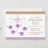 Invitation Purple Elephant Mobile Baby Shower Invite (Devant)