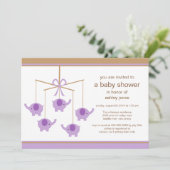 Invitation Purple Elephant Mobile Baby Shower Invite (Debout devant)