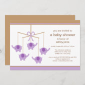 Invitation Purple Elephant Mobile Baby Shower Invite (Devant / Derrière)