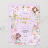 Invitation Purple Enchanted fête, Jardin fée rose (Devant / Derrière)