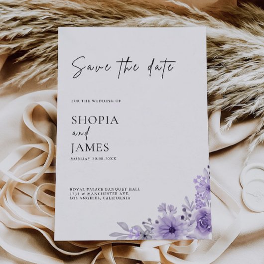 Invitation Purple Enregistrer le Modèle de date
