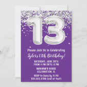 Invitation Purple et Argent 13e anniversaire (Devant)