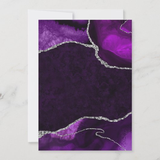 Invitation Purple et Argent Faux Parties scintillant Agate Sw (Dos)