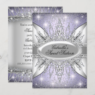 Invitation Purple et Argent Pailleté Diamant Sweet
