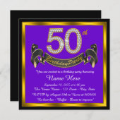Invitation Purple et Gold 50e anniversaire (Devant / Derrière)