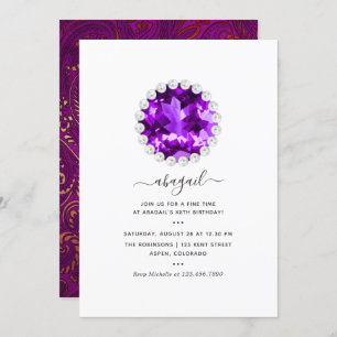 Invitation Purple et Gold Mardi Gras fête d'anniversaire