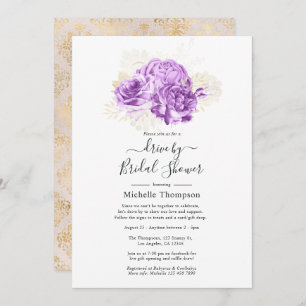 Invitation Purple et Ivory Floral Drive par douche