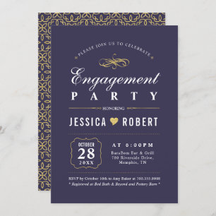 Invitation Purple et or Elegant Engagement Party