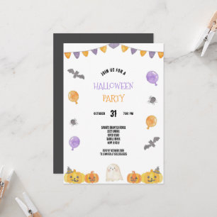 INVITATION PURPLE ET ORANGE WATERCOLOR HALLOWEEN PARTY