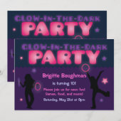 Invitation Purple et rose brillant dans l'obscurité de la fêt (Devant / Derrière)