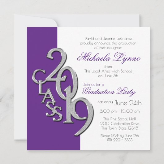 Invitation Purple et Silver 2019 Graduation (Dos)