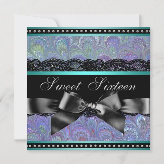 Invitation Purple et Turquoise Blue Sweet 16 Anniversaire (Devant)