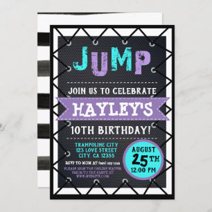 Invitation Purple et Turquoises filles Jump & Play Trampoline