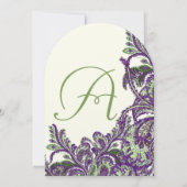 Invitation Purple et vert Vintage Peacock Paisley Mariage (Dos)